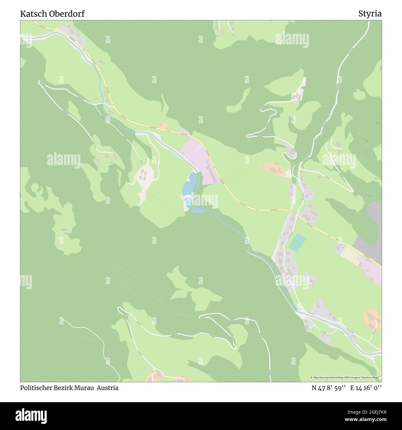 Katsch Oberdorf, Politischer Bezirk Murau, Austria, Styria, N 47 8' 59'', E 14 16' 0'', map, Timeless Map published in 2021. Travelers, explorers and adventurers like Florence Nightingale, David Livingstone, Ernest Shackleton, Lewis and Clark and Sherlock Holmes relied on maps to plan travels to the world's most remote corners, Timeless Maps is mapping most locations on the globe, showing the achievement of great dreams Stock Photo