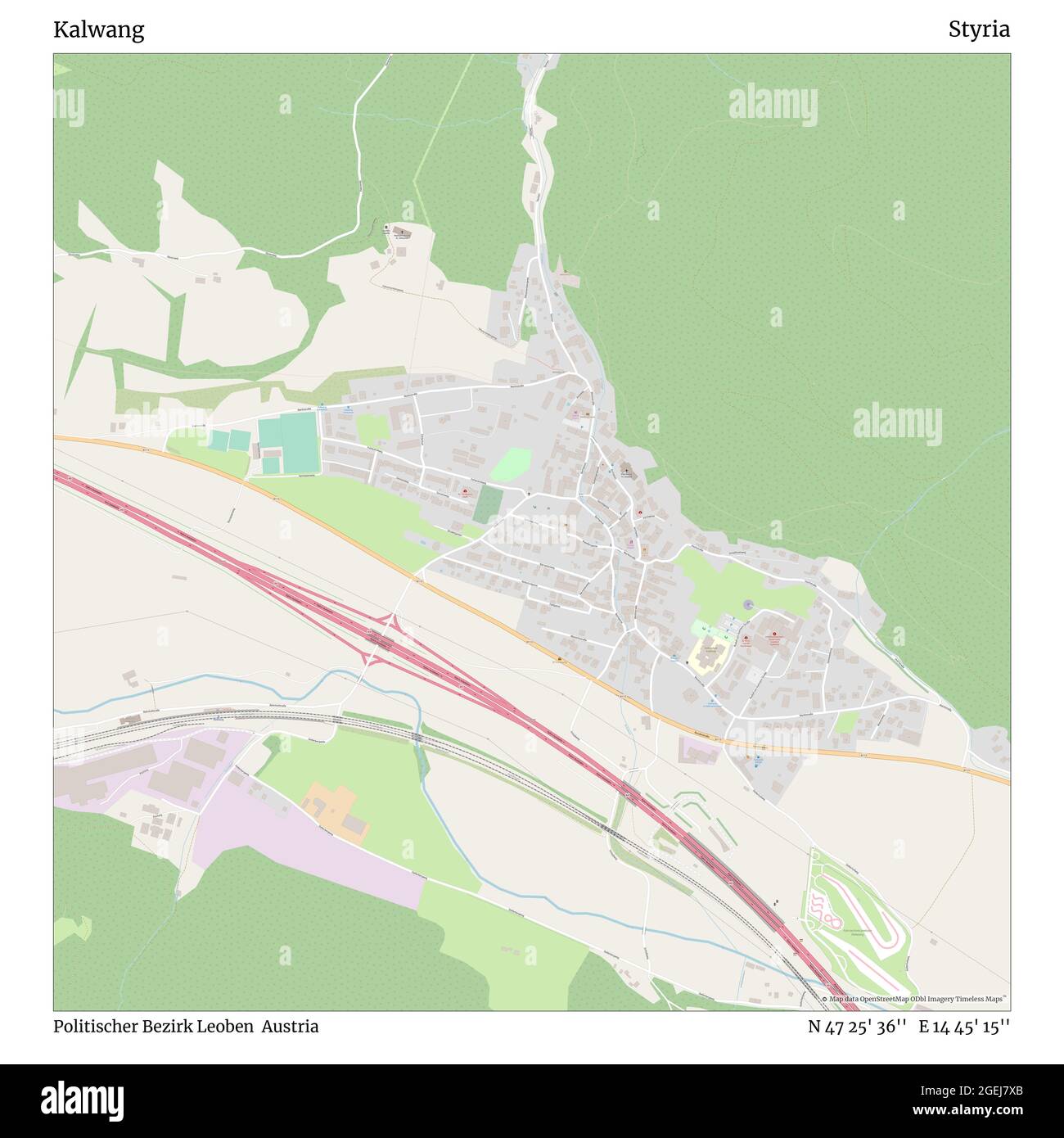 Kalwang, Politischer Bezirk Leoben, Austria, Styria, N 47 25' 36'', E 14 45' 15'', map, Timeless Map published in 2021. Travelers, explorers and adventurers like Florence Nightingale, David Livingstone, Ernest Shackleton, Lewis and Clark and Sherlock Holmes relied on maps to plan travels to the world's most remote corners, Timeless Maps is mapping most locations on the globe, showing the achievement of great dreams Stock Photo