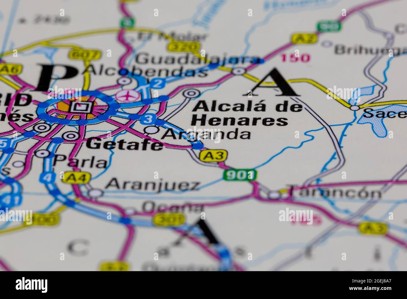 Arganda Spain shown on a road map or Geography map Stock Photo