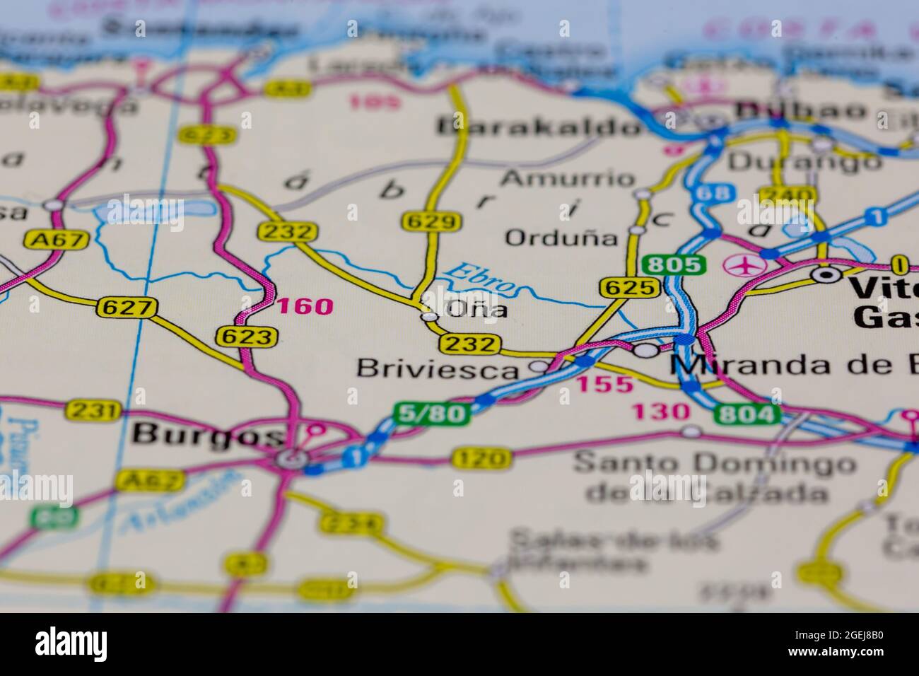Ona Spain shown on a road map or Geography map Stock Photo