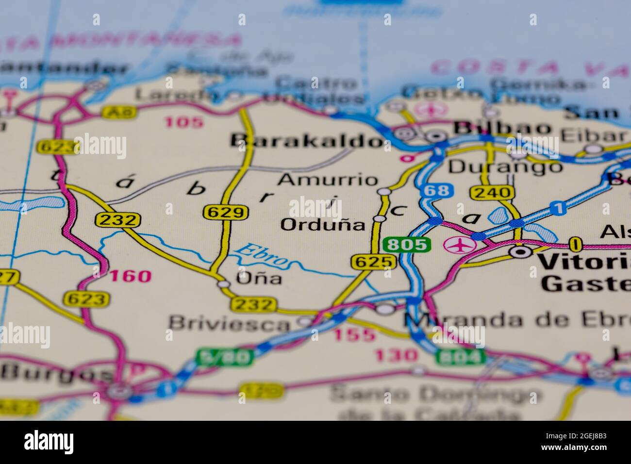 Orduna Spain shown on a road map or Geography map Stock Photo