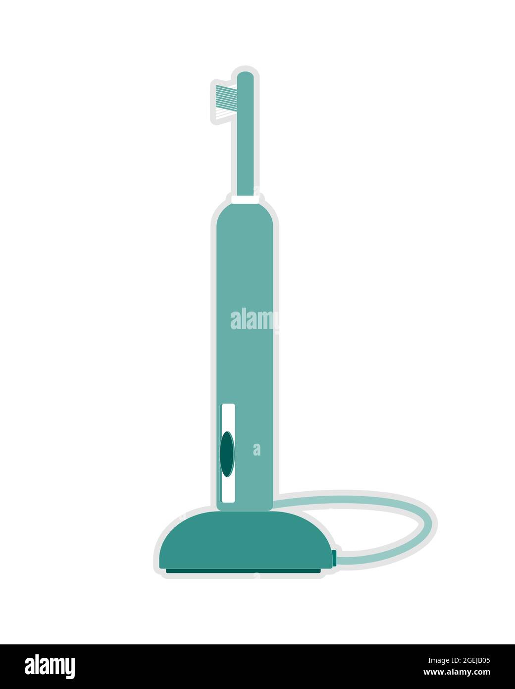 Ultrasonic toothbrush, flat vector, isolated on white background. Vector illustration Stock Vector
