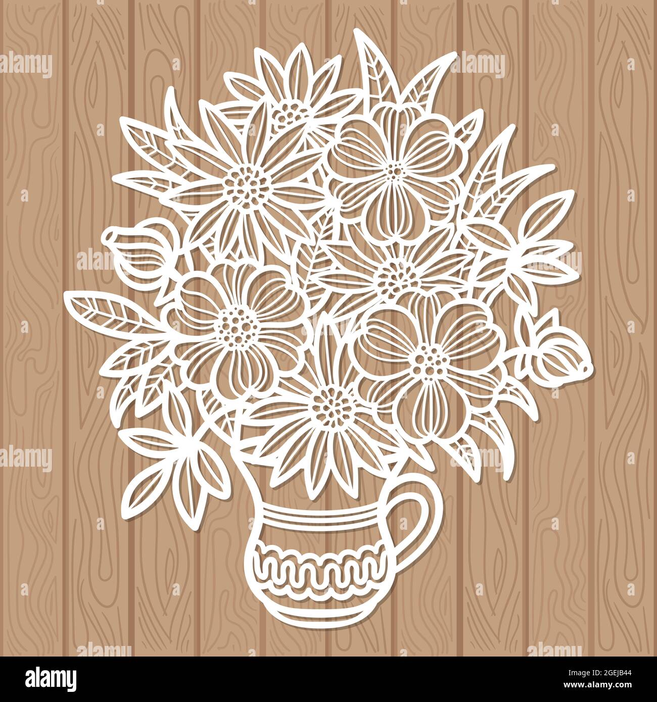 Laser cutting template. Bouquet of flowers . Vector. Stock Vector