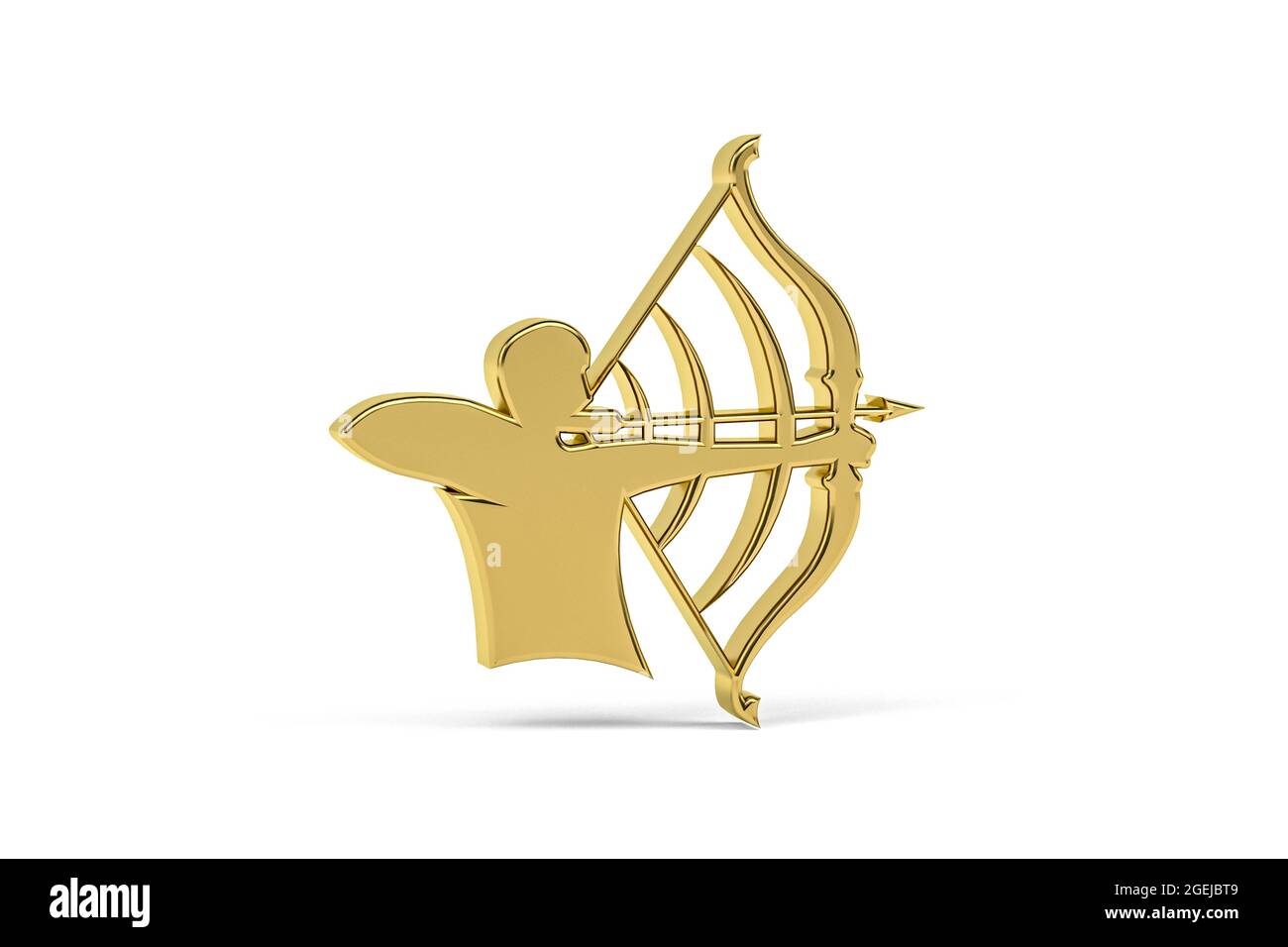 Golden 3D archery icon isolated on white background - 3d render Stock