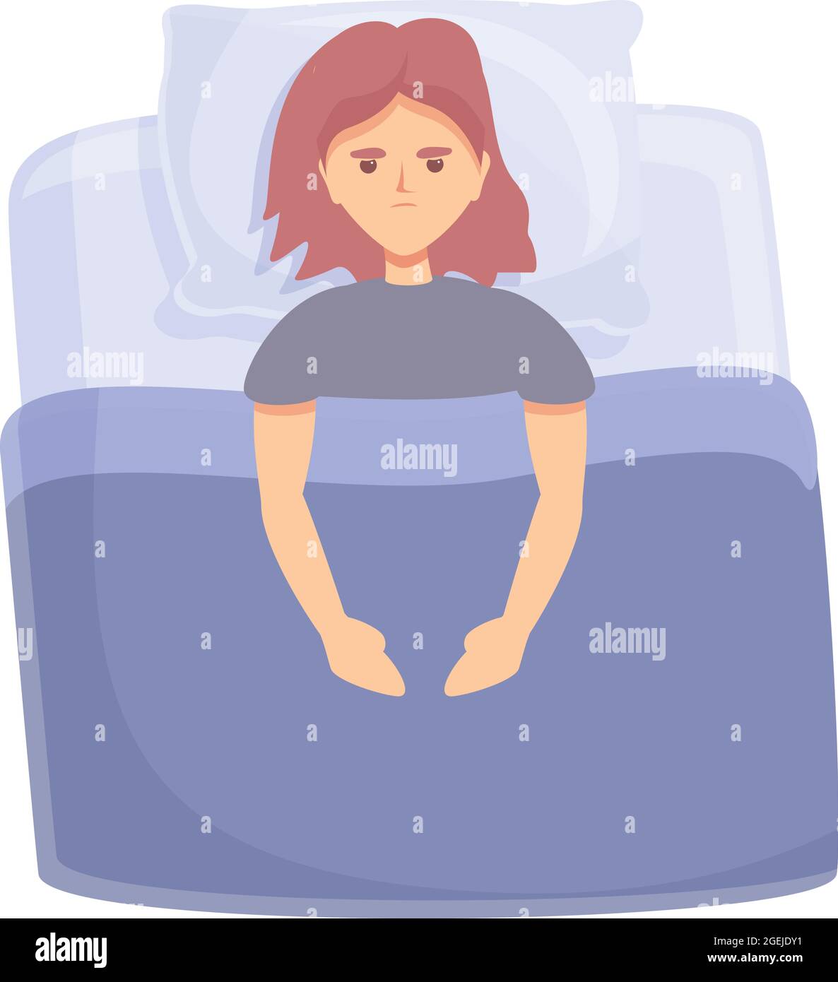 Girl sleep problem icon cartoon vector. Tired woman. Female insomnia ...