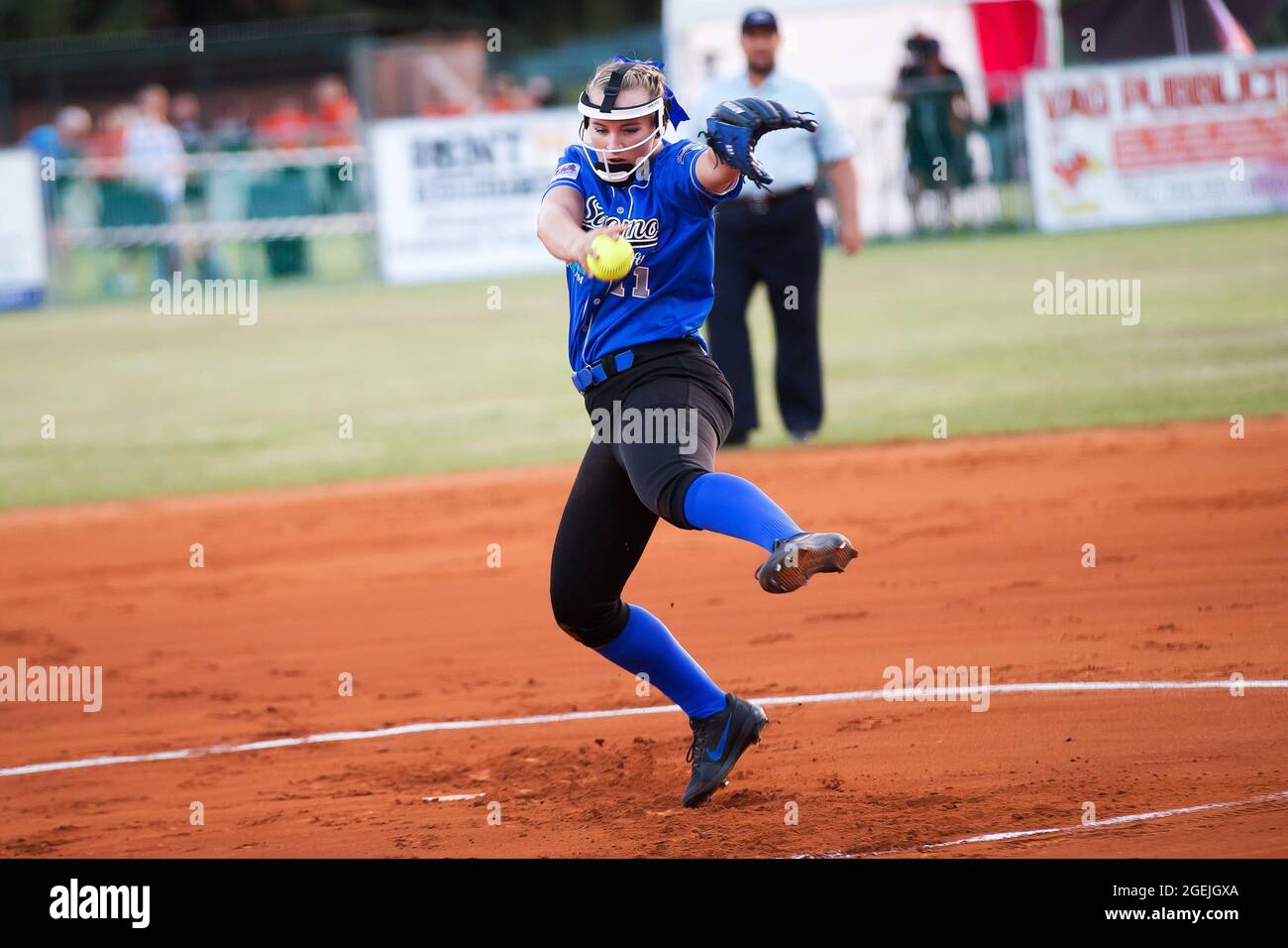 Saronno, Italy. 20th Aug, 2021. BARNHILL Kelly pitcher of the team Saronno from Italy during Women's European Cup Winners Cup 2021, Softball in Saronno, Italy, August 20 2021 Credit: Independent Photo Agency/Alamy Live News Stock Photo