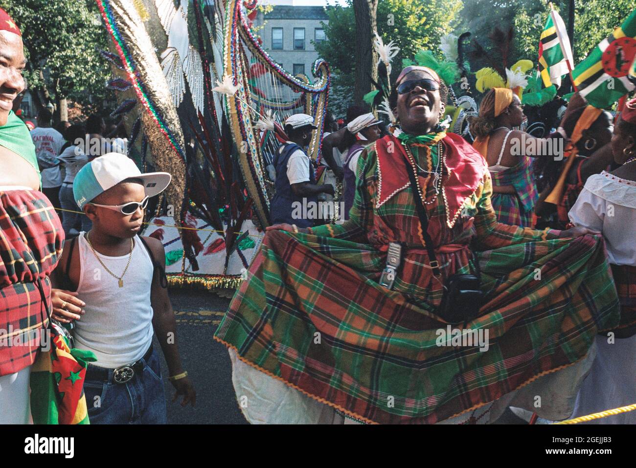 New York's Annual West Indian American Carnival and Parade - 2005 Participants in the 2005 West Indian Day Parade in New York City Stock Photo
