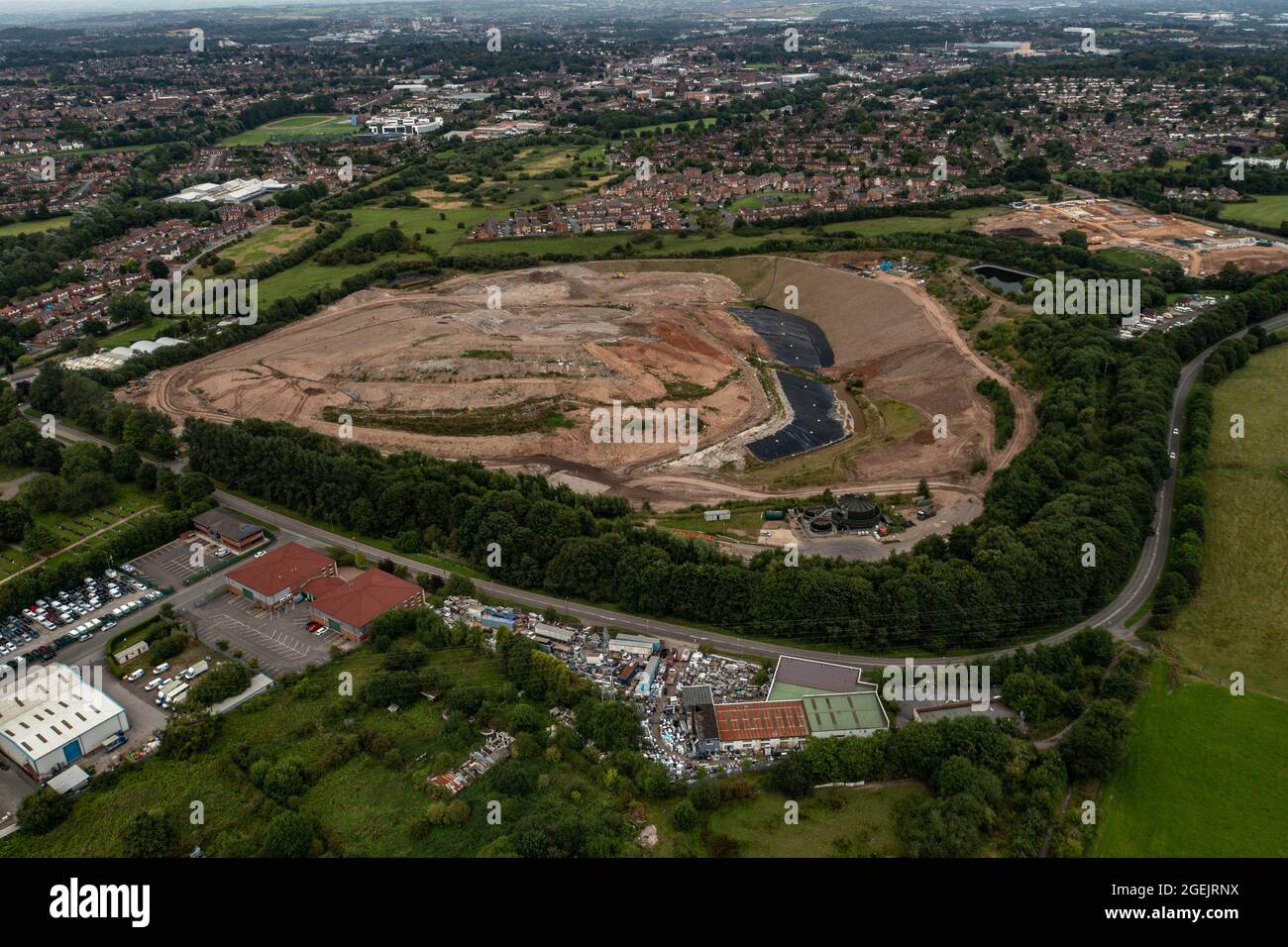 Stop The Stink, Walley’s Quarry Landfill Silverdale Newcastle Stoke on Trent Aerial Birds Eye