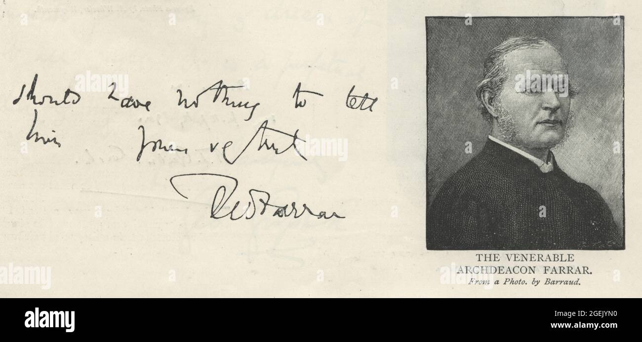 Vintage engraving of Frederic Farrar a cleric of the Church of England (Anglican)  schoolteacher and author. He was a pallbearer at the funeral of Cha Stock Photo