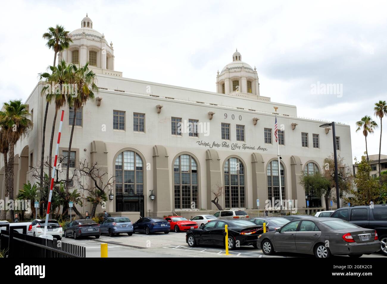 LOS ANGELES, CALIFORNIA - 18 AUG 2021: The Terminal Annex Building in Los Angeles, the central mail processing facility for Los Angeles, from 1940 to Stock Photo