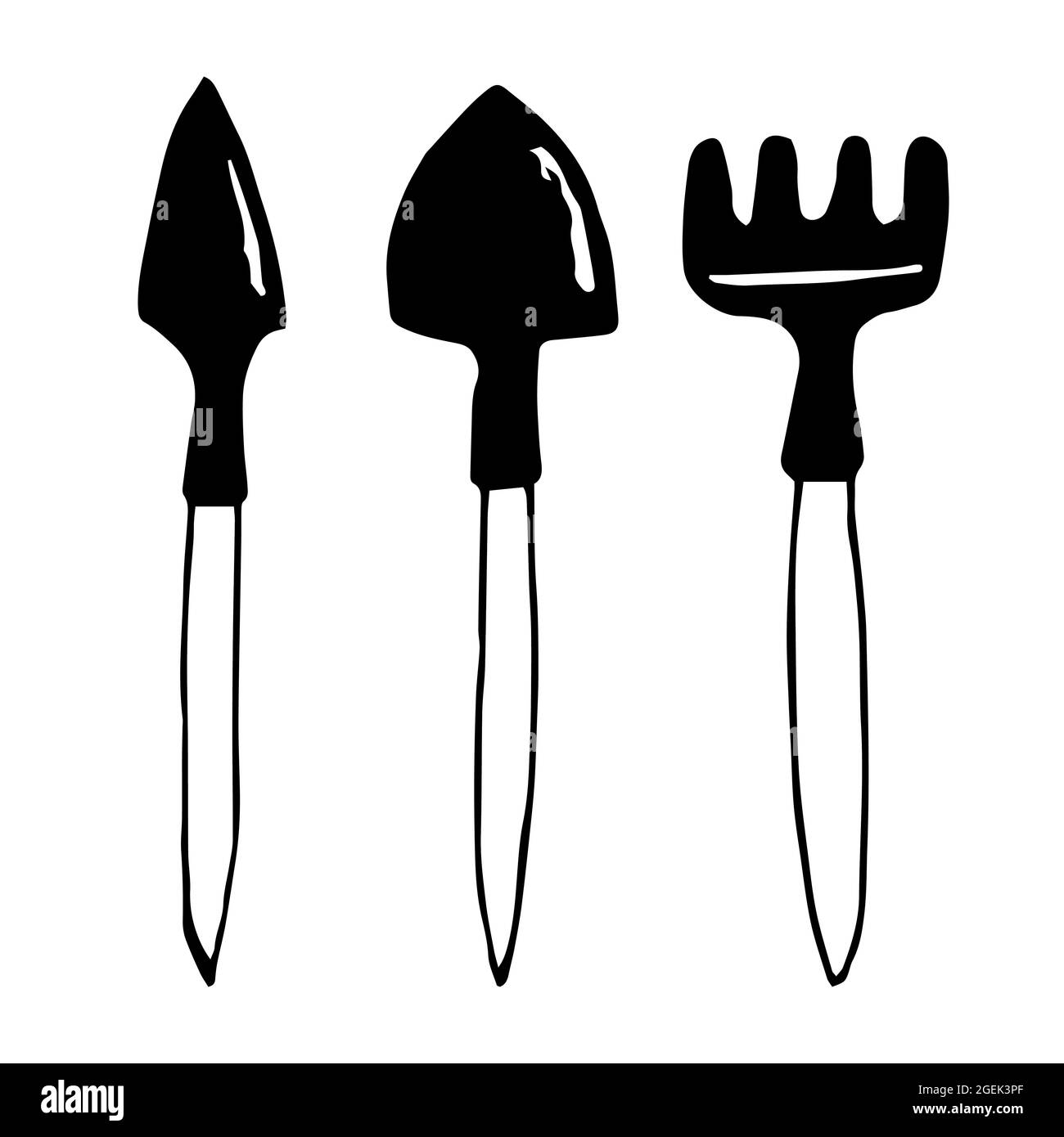 Hand-drawn doodle Gardening tools isolated. Vector illustration of a ...