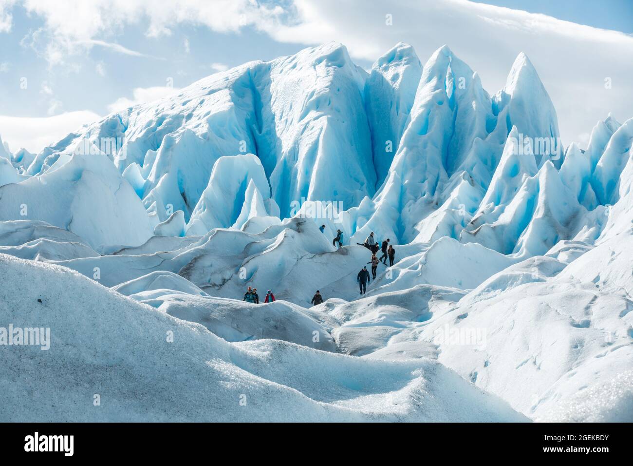 Tourists on the Perito Moreno Glacier Stock Photo