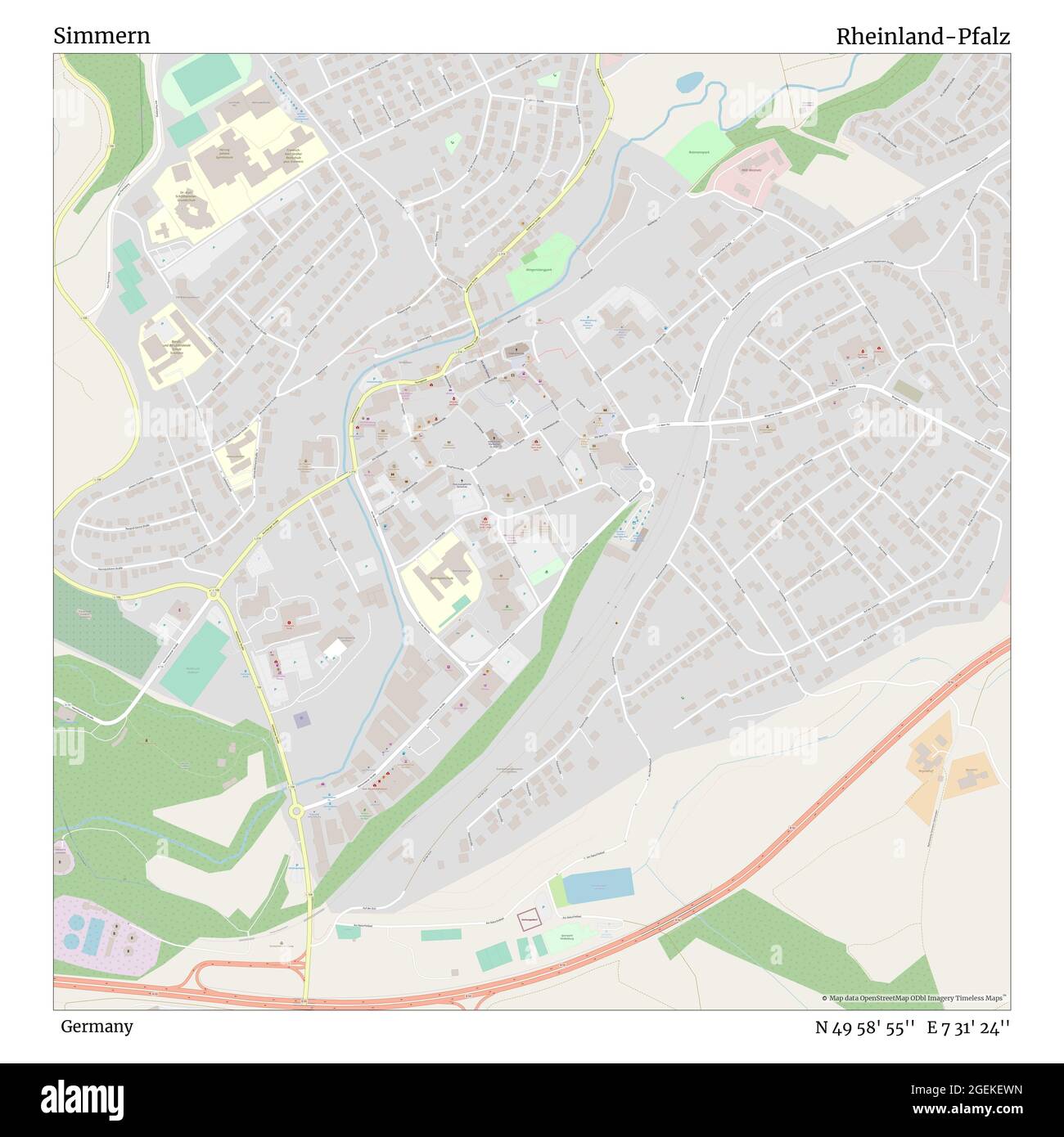 Simmern, Germany, Rheinland-Pfalz, N 49 58' 55'', E 7 31' 24'', map ...