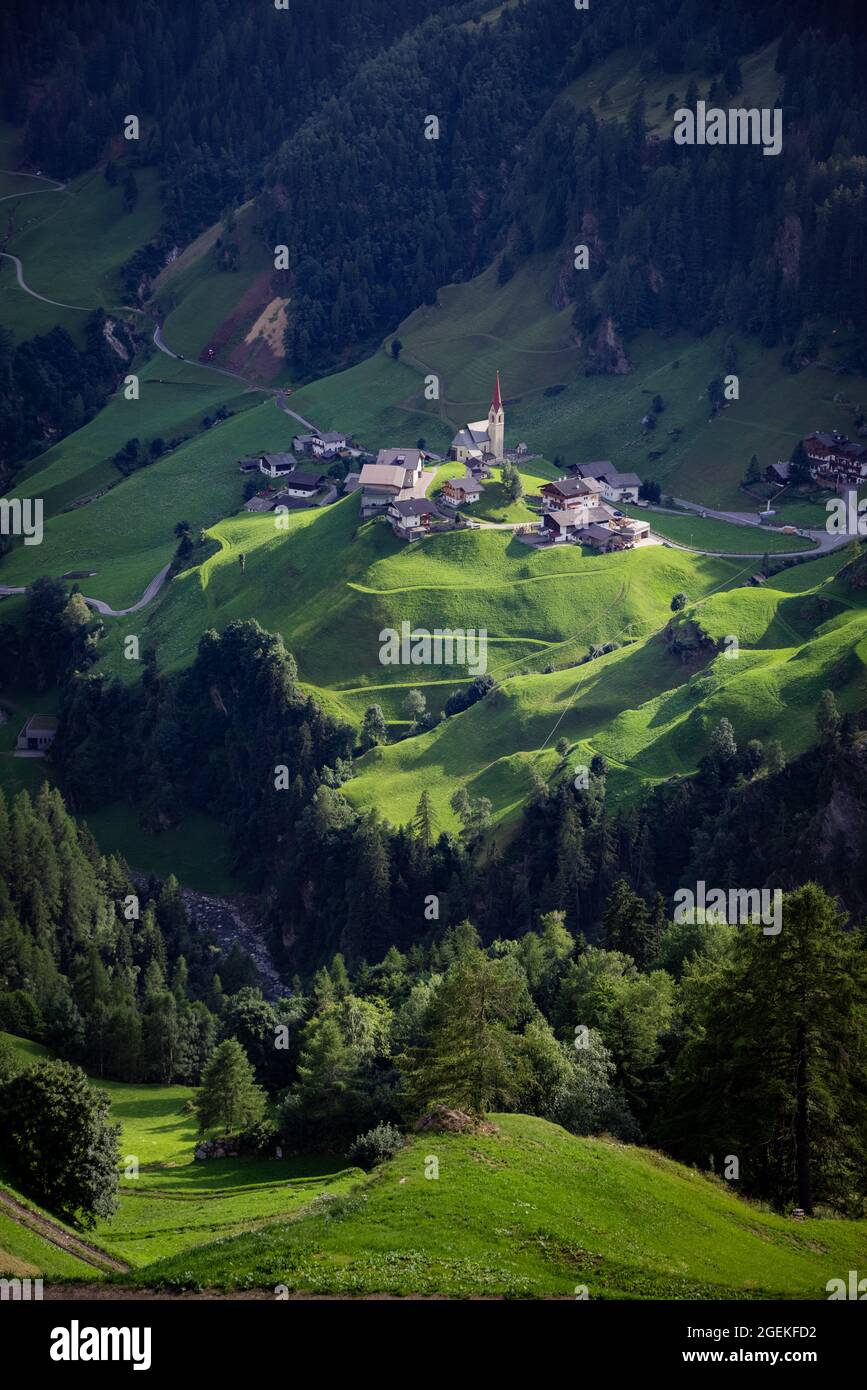 Amazing village with chapel in the South Tyrolean Alps in Italy Stock ...