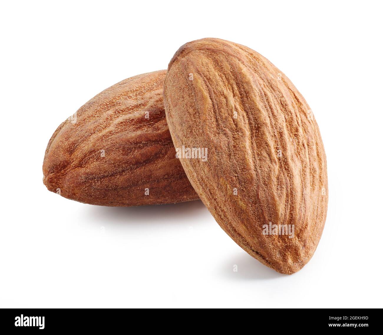 almonds macro isolated on white background, full depth of field Stock Photo