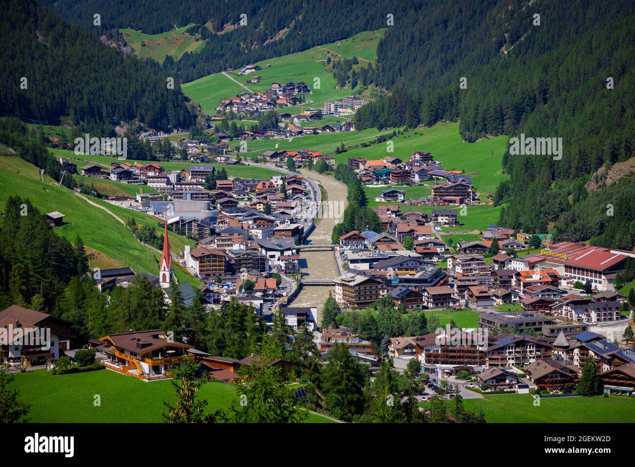 Famous village of Soelden in Austria - a popular winter sports area Stock Photo