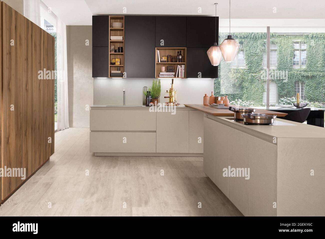 Modern luxury kitchen interior design in minimal style Stock Photo - Alamy