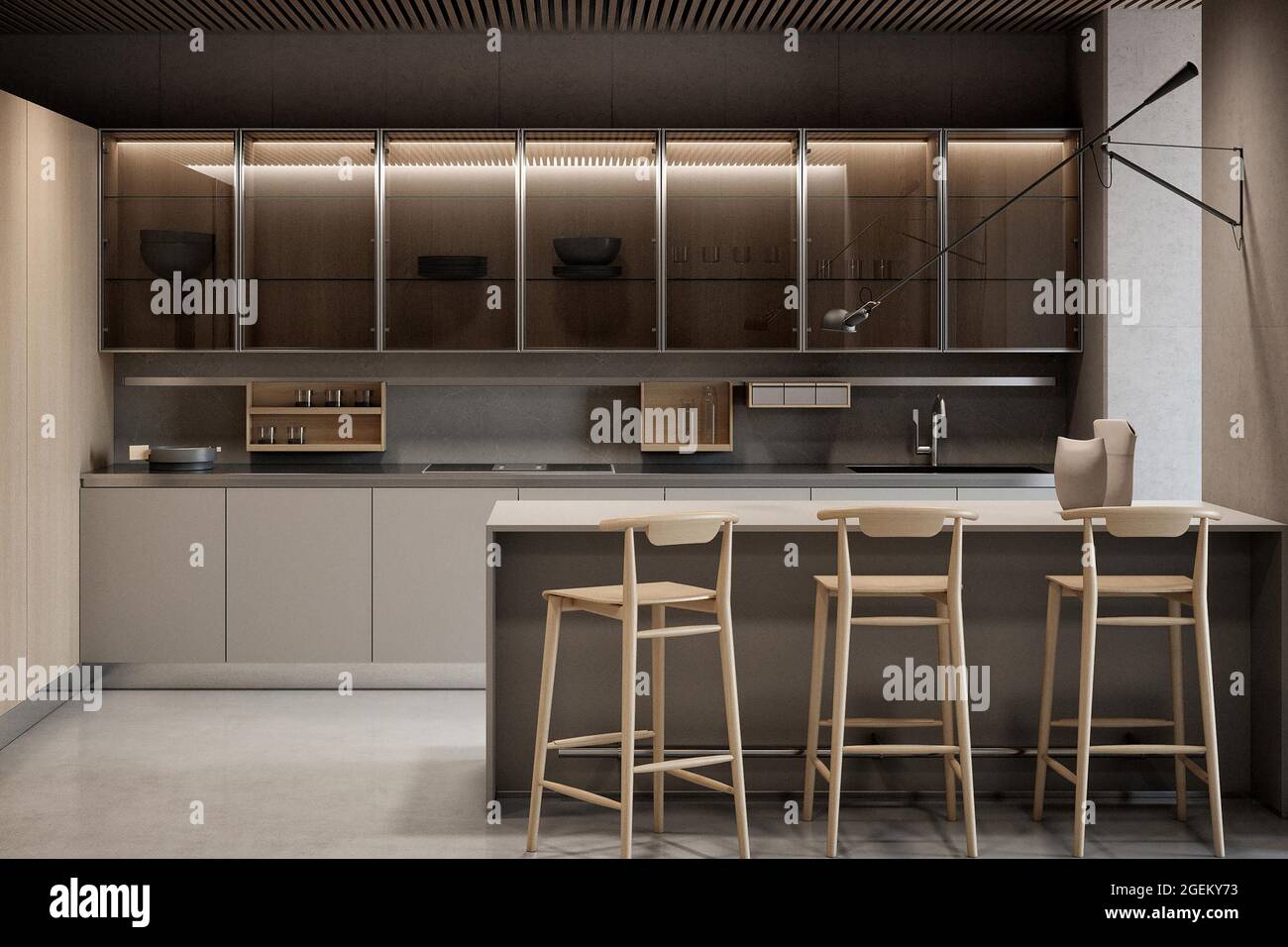 Modern luxury kitchen interior design in minimal style Stock Photo ...