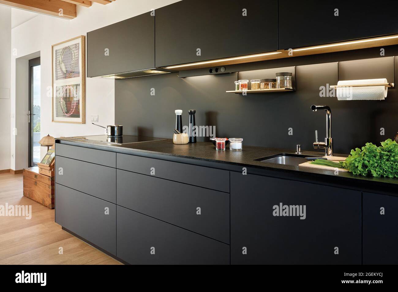 Modern luxury kitchen interior design in minimal style Stock Photo ...