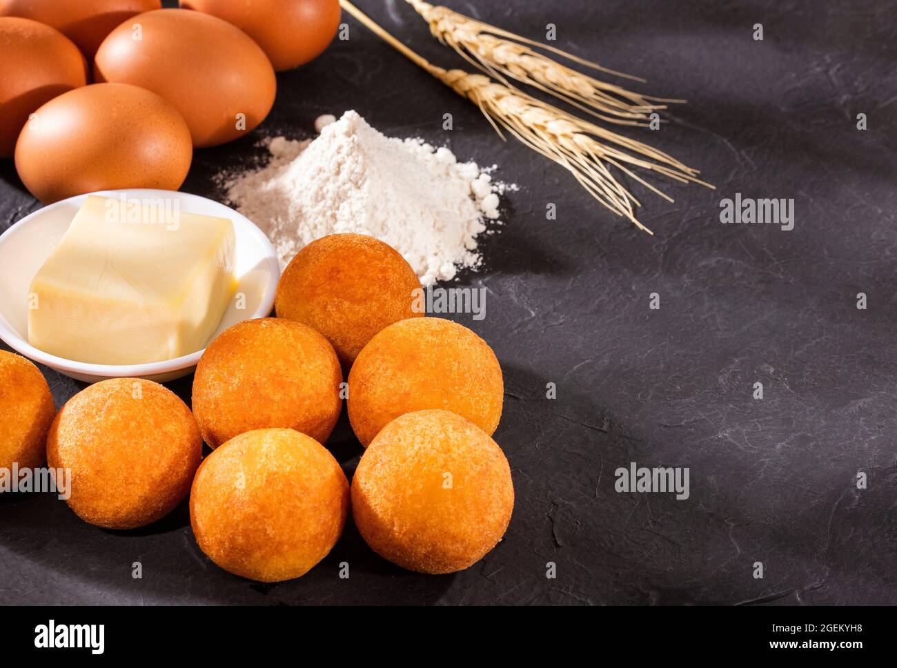 Colombian buñuelos, cheese balls and corn flour Stock Photo