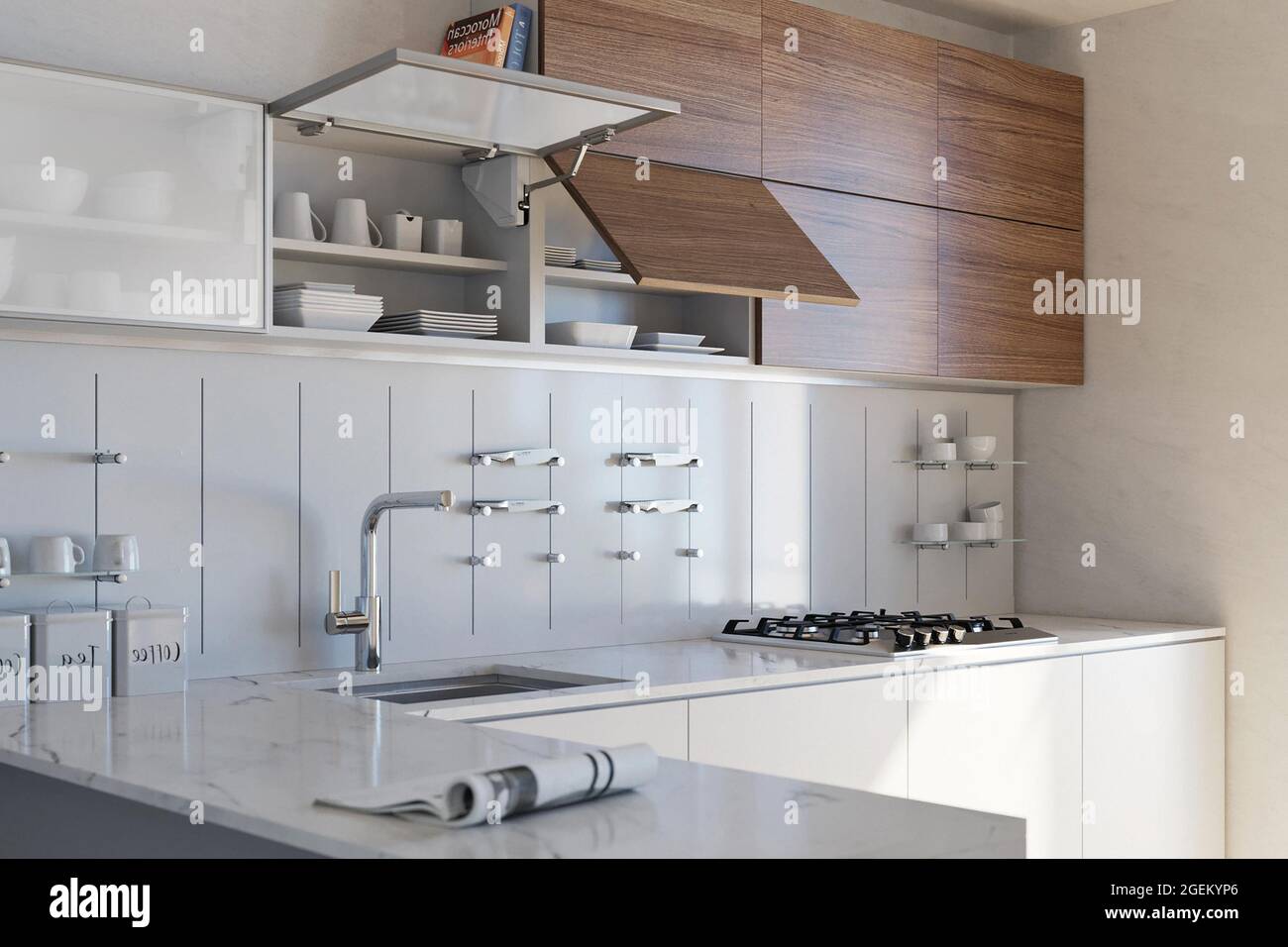 Modern luxury kitchen interior design in minimal style Stock Photo - Alamy
