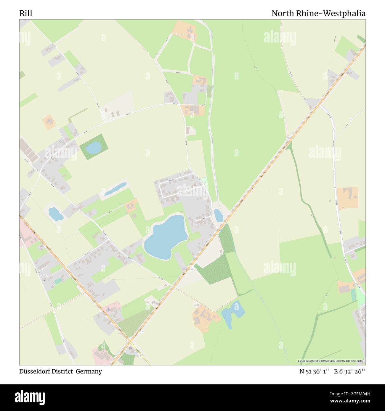 Rill, Düsseldorf District, Germany, North Rhine-Westphalia, N 51 36' 1'', E 6 32' 26'', map, Timeless Map published in 2021. Travelers, explorers and adventurers like Florence Nightingale, David Livingstone, Ernest Shackleton, Lewis and Clark and Sherlock Holmes relied on maps to plan travels to the world's most remote corners, Timeless Maps is mapping most locations on the globe, showing the achievement of great dreams Stock Photo
