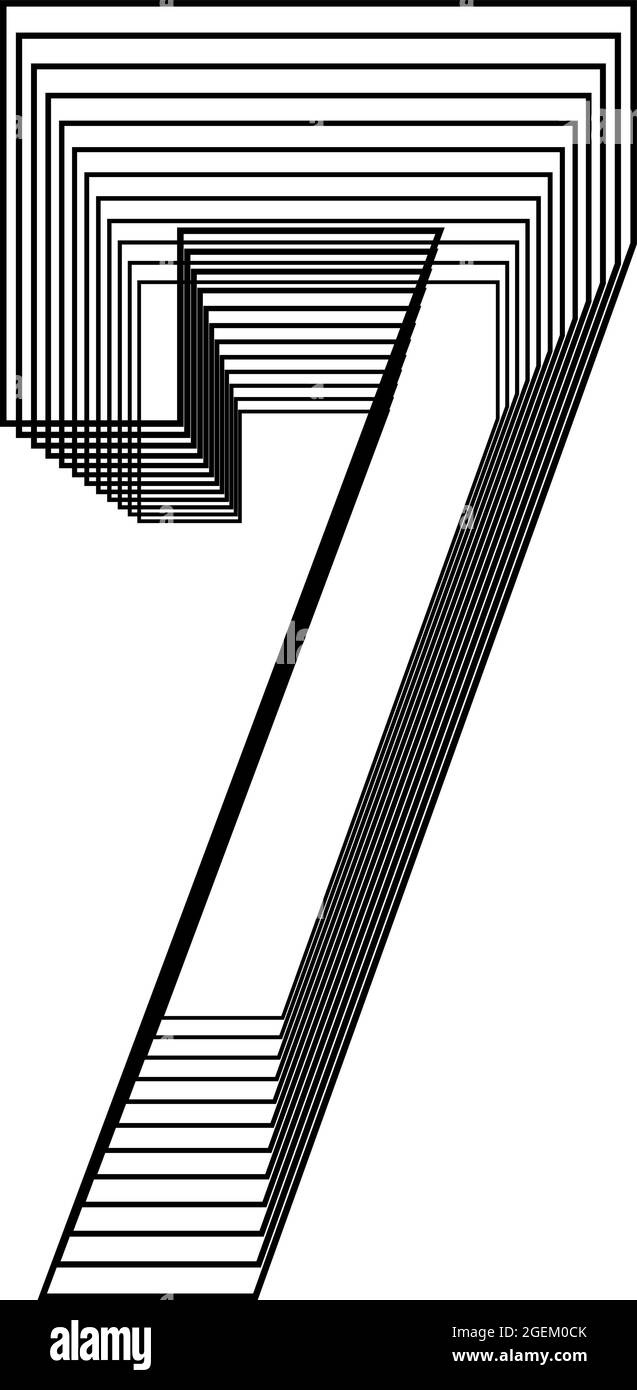 Number 7  Line Logo Icon Design - Vector Illustration Stock Vector