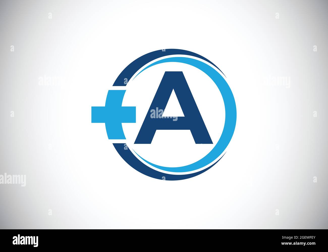 Initial A monogram alphabet in a circle with cross plus. Medical logo ...