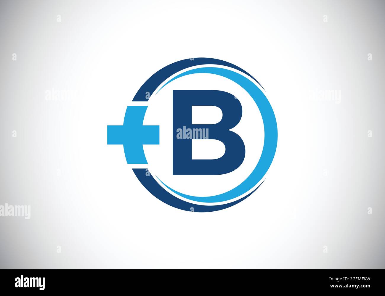 Initial B monogram alphabet in a circle with cross plus. Medical logo ...