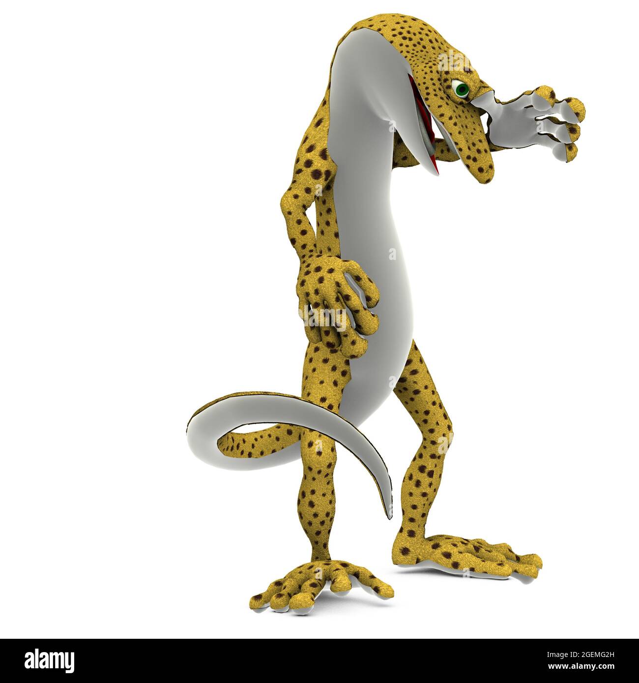 3D-illustration of a cute and funny cartoon gecko. isolated rendering object Stock Photo