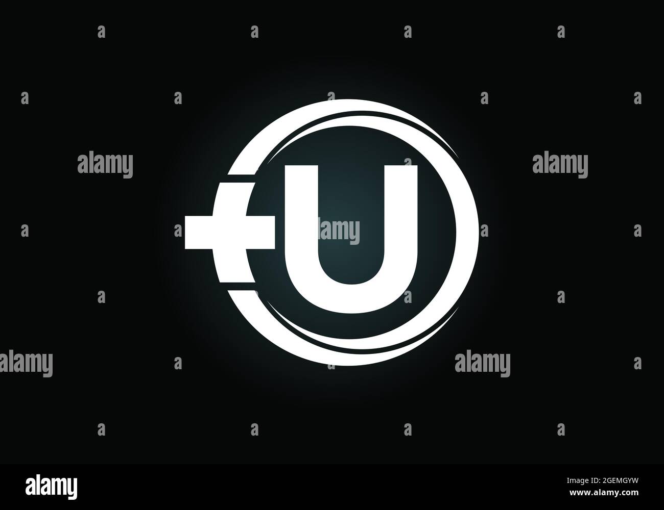 Initial U monogram alphabet in a circle with cross plus. Medical logo ...