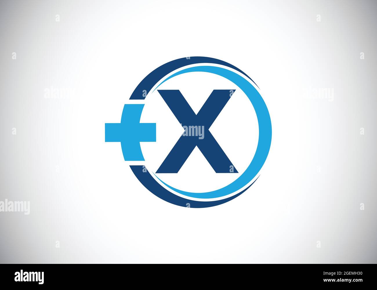 Initial X monogram alphabet in a circle with cross plus. Medical logo ...