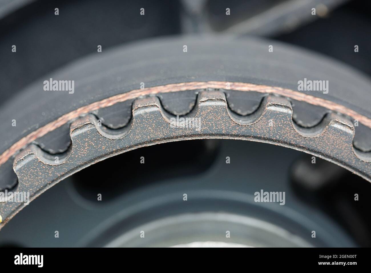 teeth of Timing belt and camshaft sprocket in car engine Stock Photo