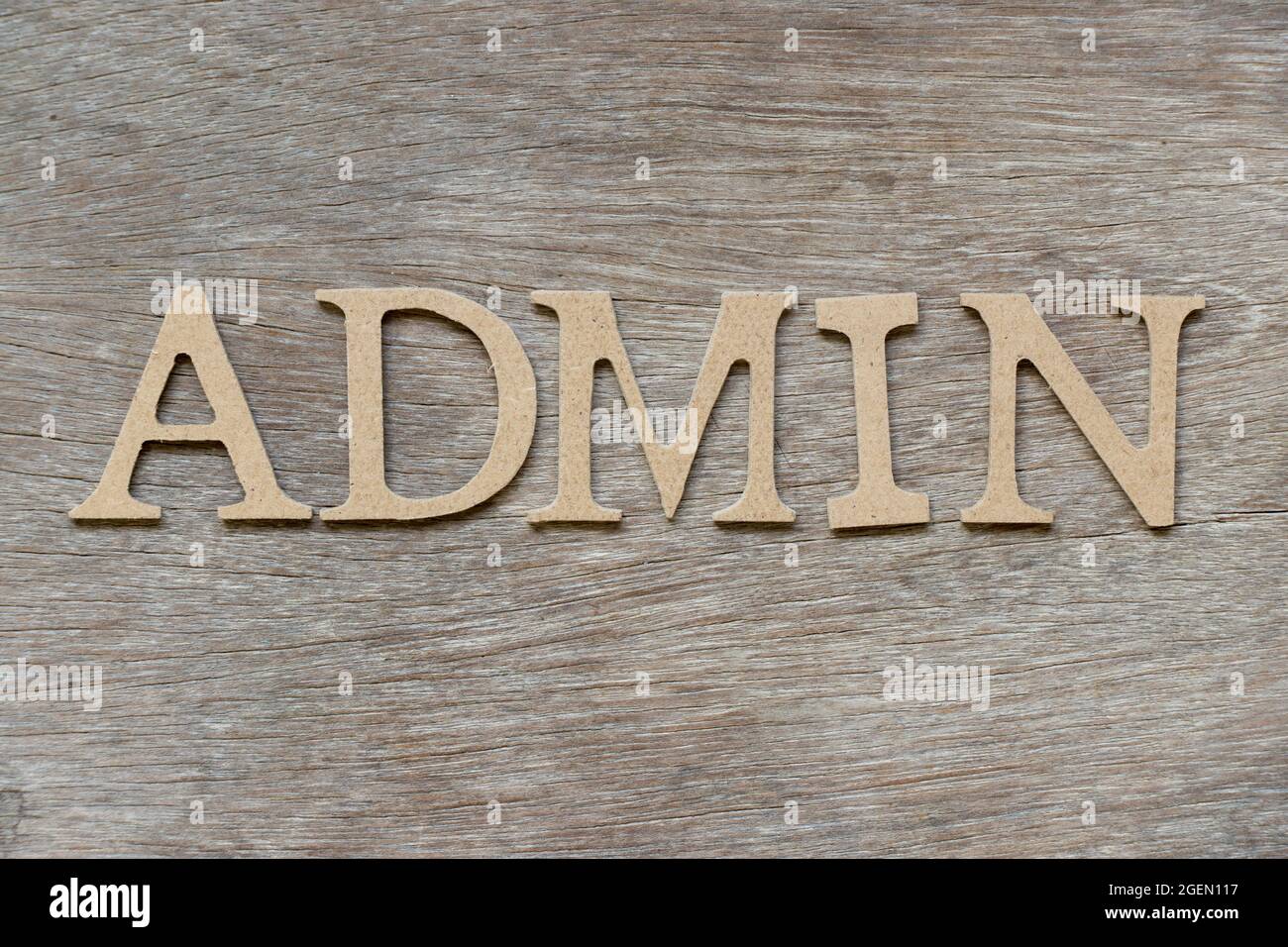 Alphabet letter in word admin on wood background Stock Photo
