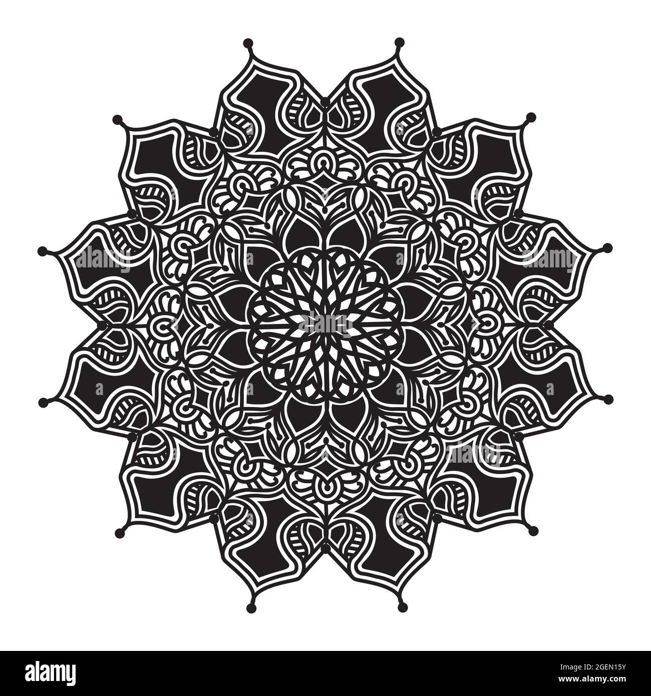 ethnic meditation relax mandala art design with floral ornamental repeat decorative background illustration Stock Vector