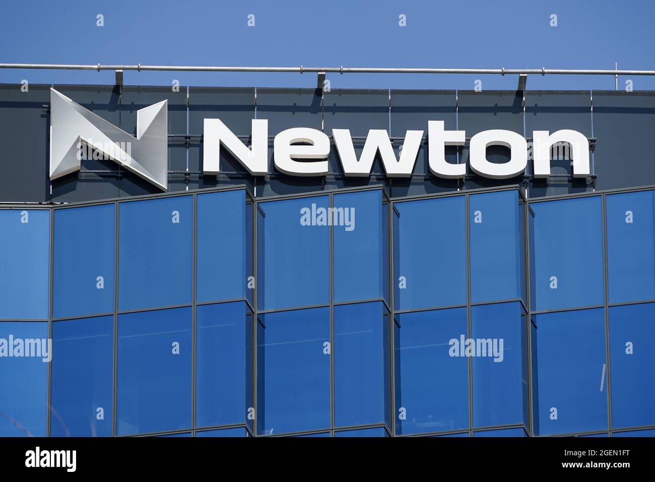 Bucharest, Romania - August 16, 2021: A logo of Newton, integrated business  solutions for gambling industry, is displayed on the top of a building, in  Stock Photo - Alamy