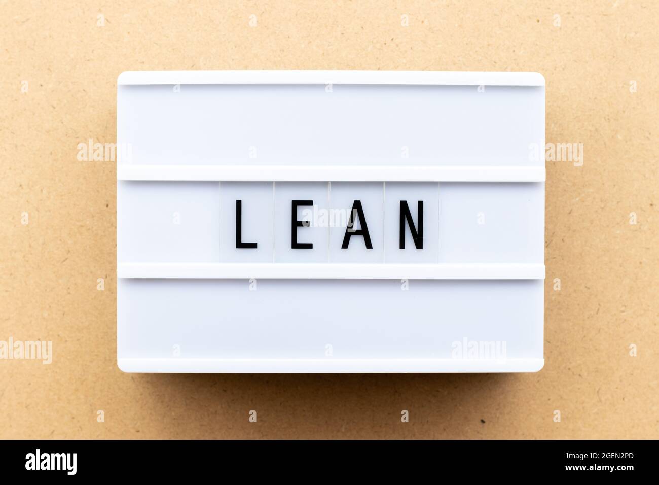 Light box with word lean on wood background Stock Photo