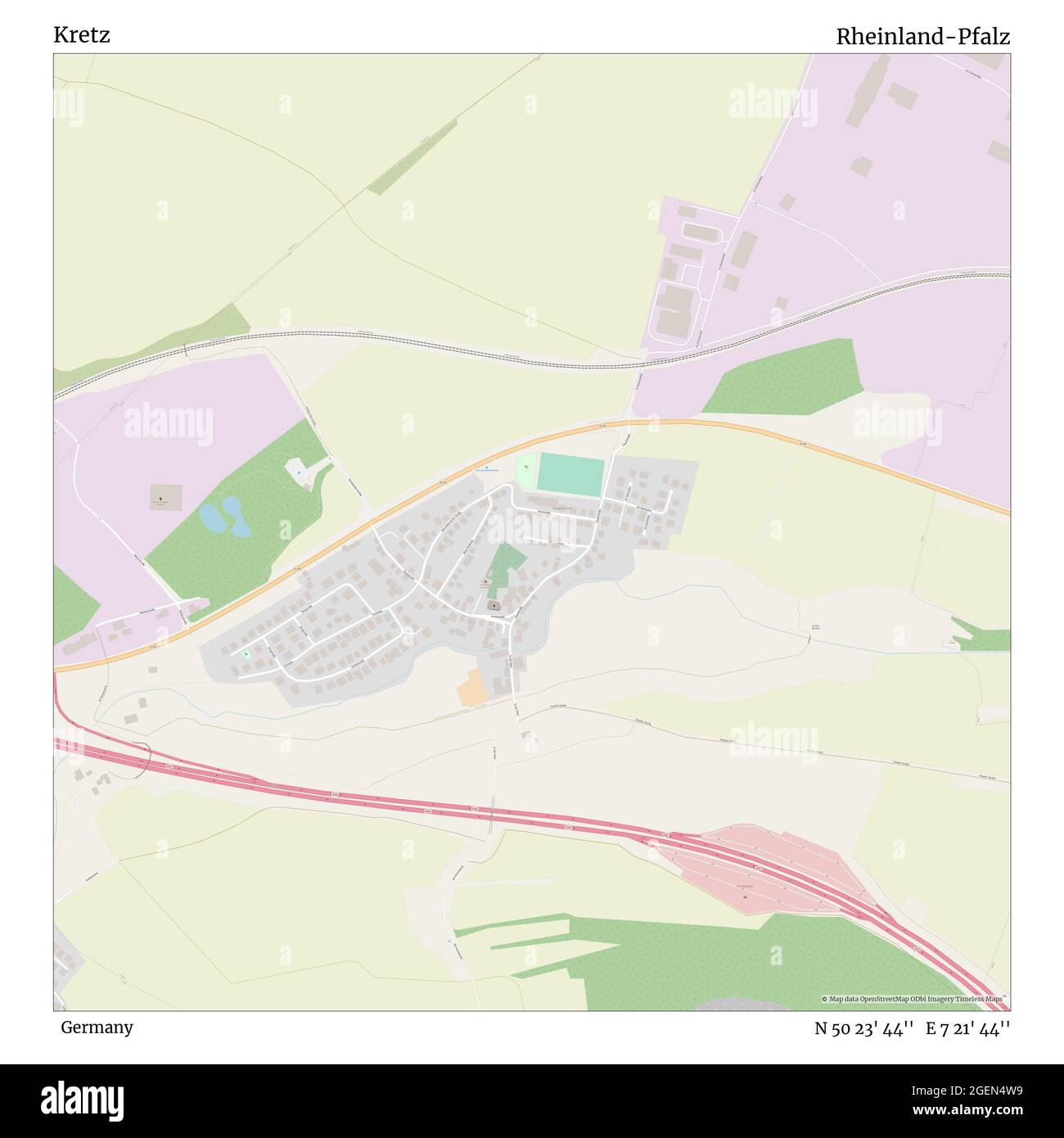 Kretz, Germany, Rheinland Pfalz, N 50 23' 44'', E 7 21' 44'', map, Timeless Map published in