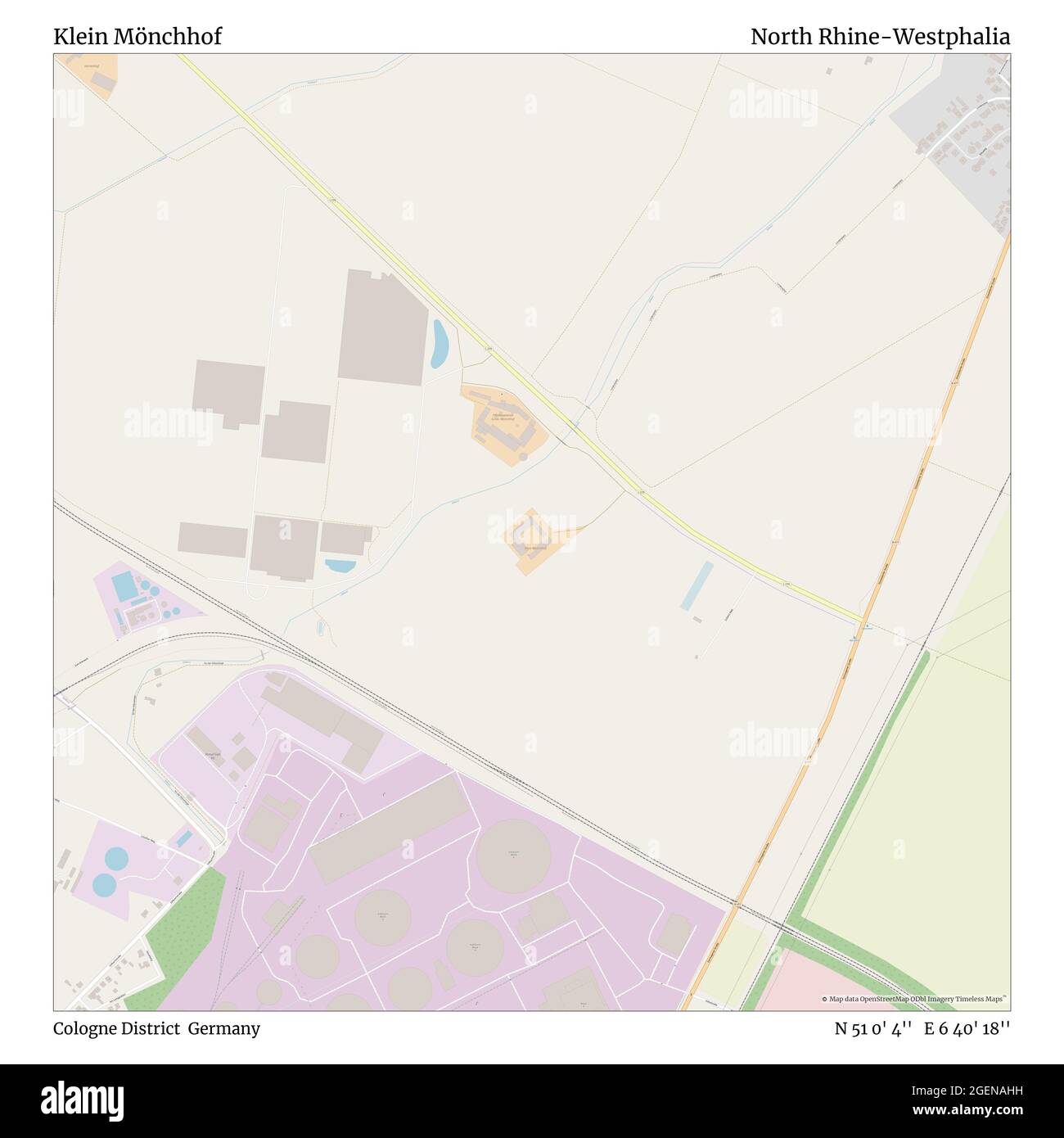 Klein Mönchhof, Cologne District, Germany, North Rhine-Westphalia, N 51 0' 4'', E 6 40' 18'', map, Timeless Map published in 2021. Travelers, explorers and adventurers like Florence Nightingale, David Livingstone, Ernest Shackleton, Lewis and Clark and Sherlock Holmes relied on maps to plan travels to the world's most remote corners, Timeless Maps is mapping most locations on the globe, showing the achievement of great dreams Stock Photo