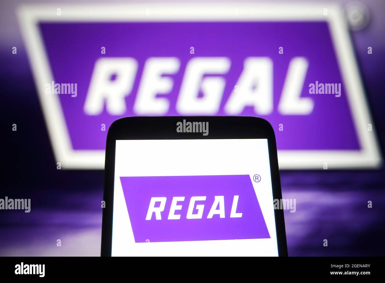 Ukraine. 20th Aug, 2021. In this photo illustration, Regal Beloit  Corporation logo is seen displayed on a smartphone and a pc screen. (Photo  by Pavlo Gonchar/SOPA Images/Sipa USA) Credit: Sipa USA/Alamy Live
