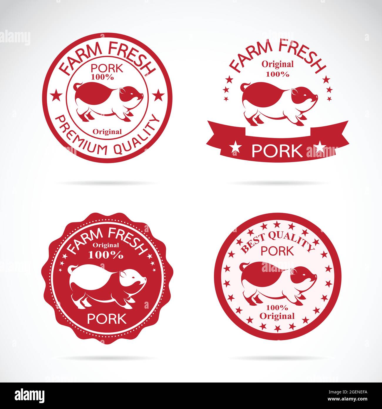 Set of vector pig label on white background. Pork. Easy editable layered vector illustration. Farm Animal. Stock Vector
