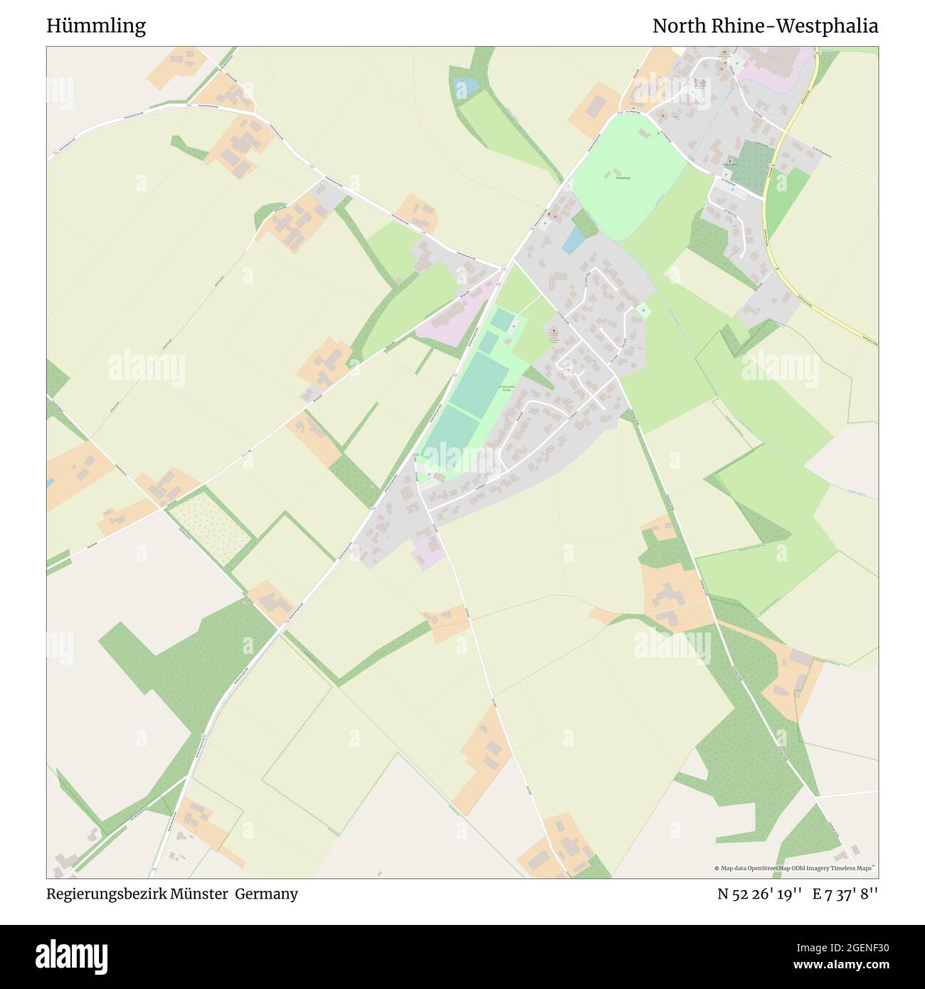 Hümmling, Regierungsbezirk Münster, Germany, North Rhine-Westphalia, N 52 26' 19'', E 7 37' 8'', map, Timeless Map published in 2021. Travelers, explorers and adventurers like Florence Nightingale, David Livingstone, Ernest Shackleton, Lewis and Clark and Sherlock Holmes relied on maps to plan travels to the world's most remote corners, Timeless Maps is mapping most locations on the globe, showing the achievement of great dreams Stock Photo