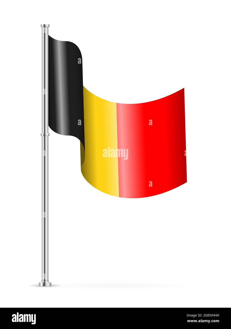 Wavy flag of Belgium on a white background. Vector illustration Stock ...