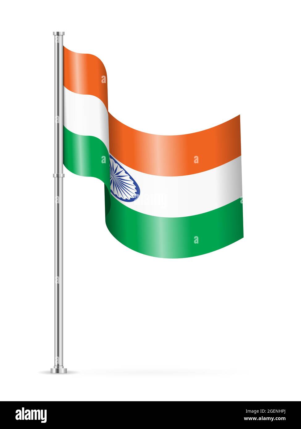 Wavy flag of India on a white background. Vector illustration Stock Photo -  Alamy