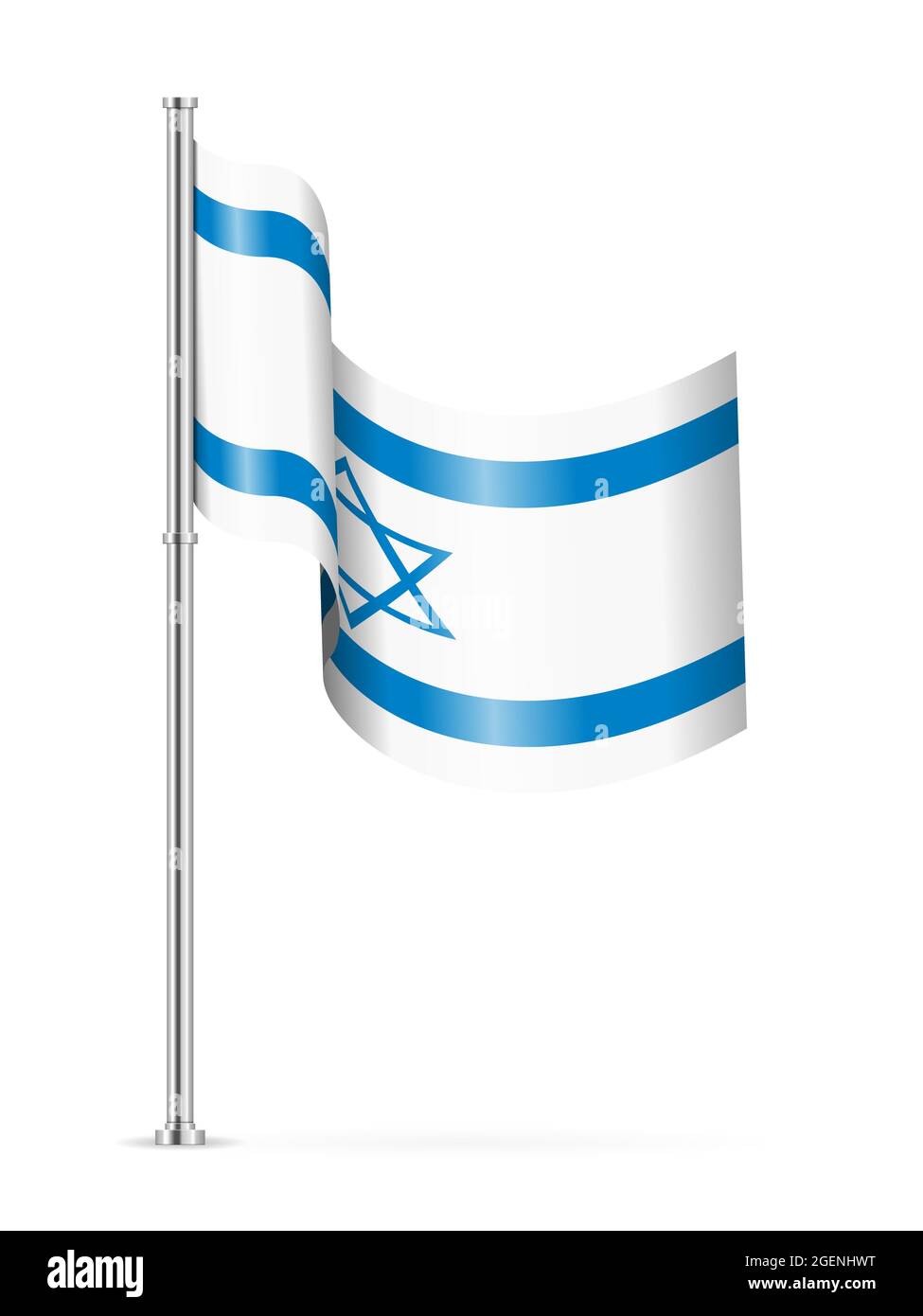 Wavy flag of Israel on a white background. Vector illustration Stock ...