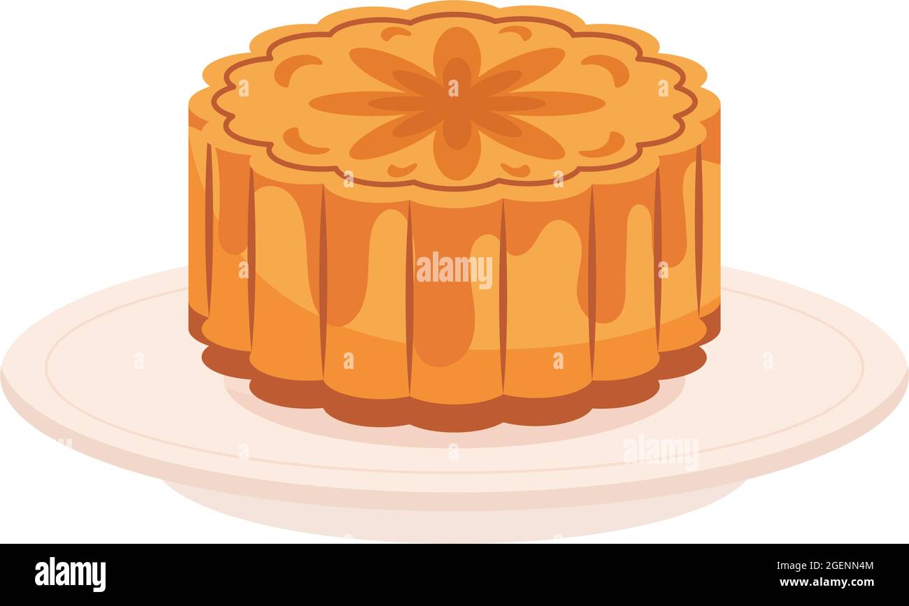 dish with mooncake Stock Vector