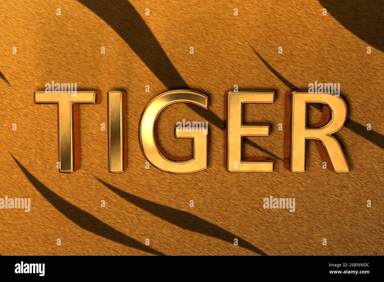 3D Illustration Depicting The Word Tiger Consisting Of Golden Letters 3d-illustration-depicting-the-word-tiger-consisting-of-golden-letters