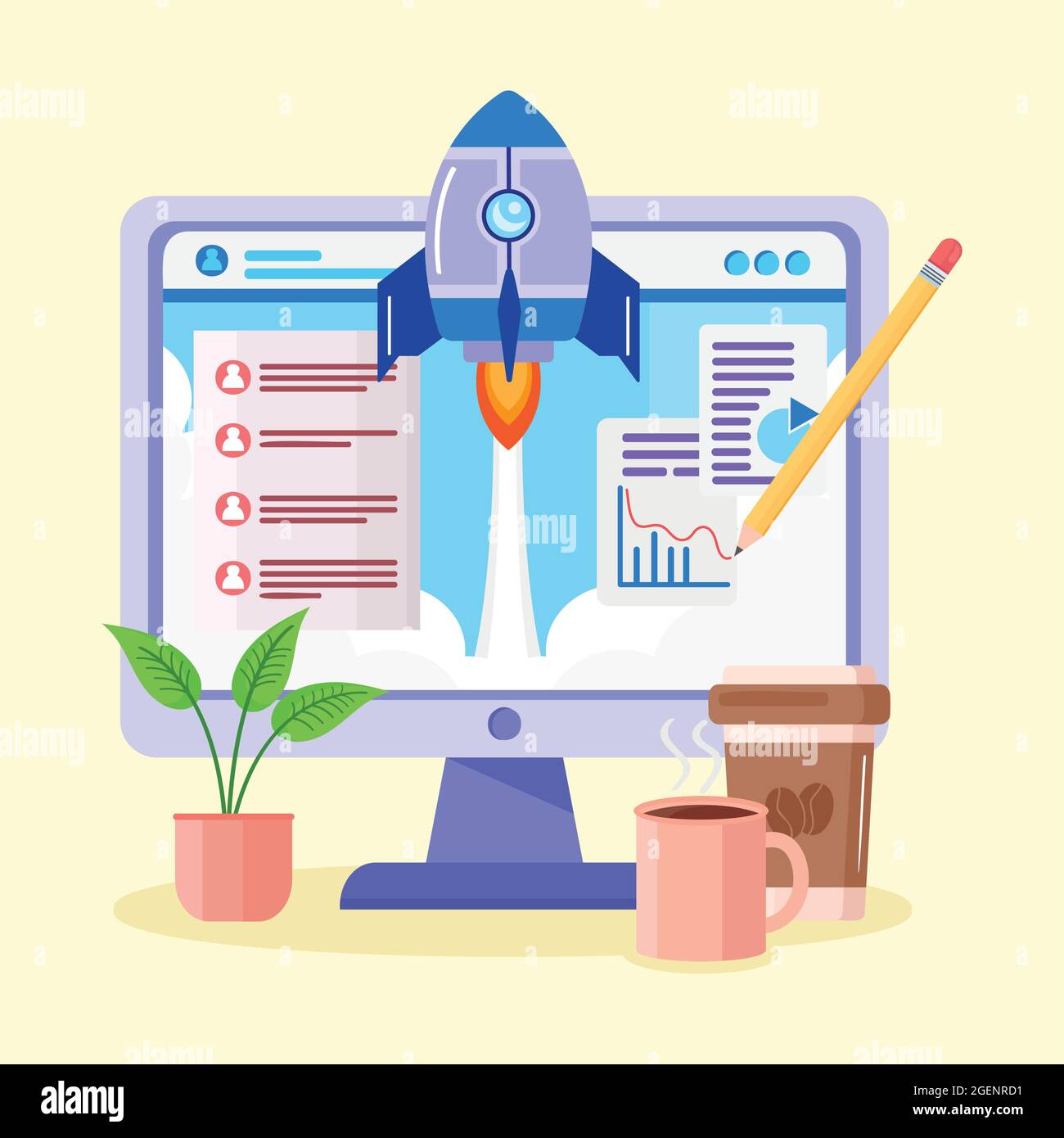 desktop and rocket Stock Vector Image & Art - Alamy