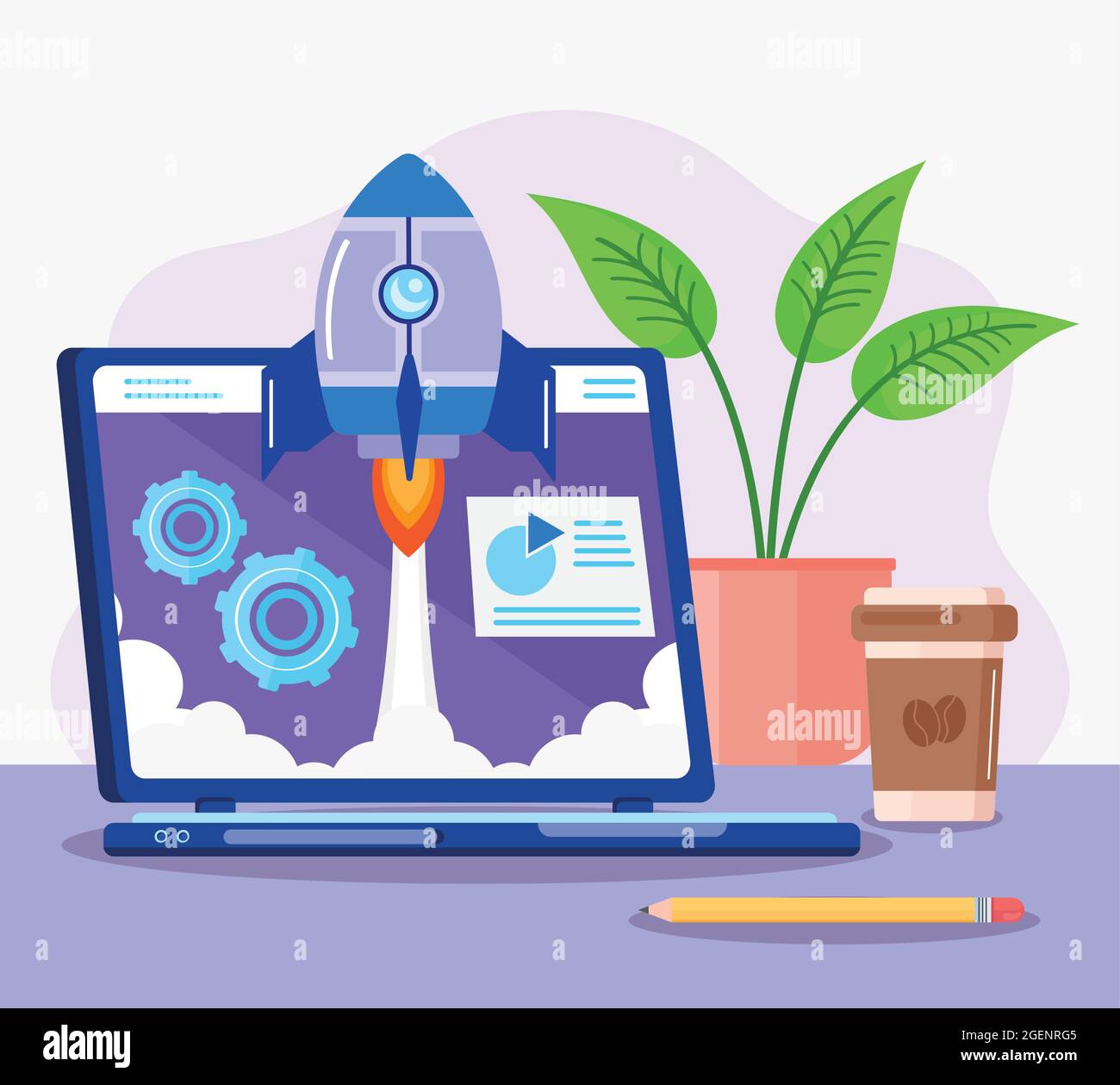 laptop and rocket Stock Vector Image & Art - Alamy