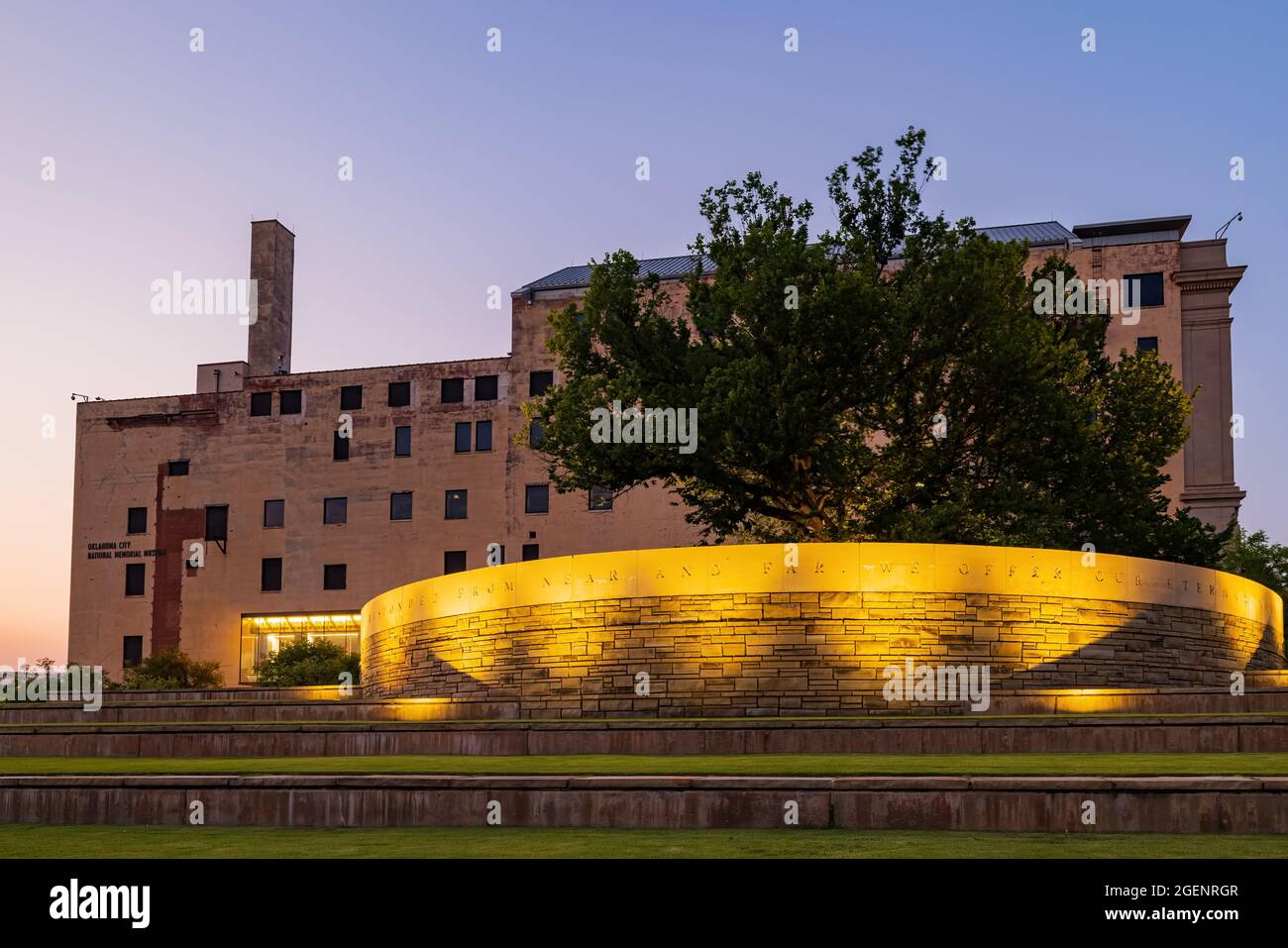 Oklahoma City National Memorial & Museum - The Survivor Tree — a symbol of  hope and resiliency in our community. The inscription around the tree reads  The spirit of this city and